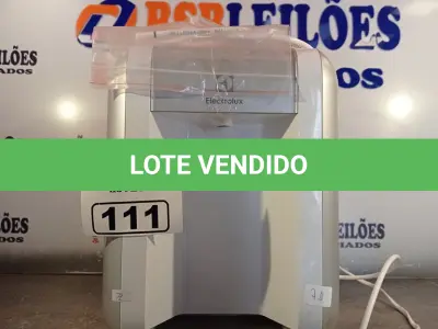 LOTE 111 - 01 PURIFICADOR DE ÁGUA MARCA ELECTROLUX. (NO ESTADO, LEILÃO NÃO TEM GARANTIA E NEM DEVOLUÇÃO, SUJEITO A POSSÍVEIS AVARIAS VISÍVEIS/OCULTAS E/OU AUSÊNCIA DE COMPONENTES).