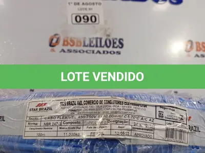 LOTE 090 - 01 ROLO DE CABO FLEXÍVEL 1X10MM NA COR AZUL. 100 METROS (NOVO)(NO ESTADO, LEILÃO NÃO TEM GARANTIA E NEM DEVOLUÇÃO, SUJEITO A POSSÍVEIS AVARIAS VISÍVEIS/OCULTAS E/OU AUSÊNCIA DE COMPONENTES).