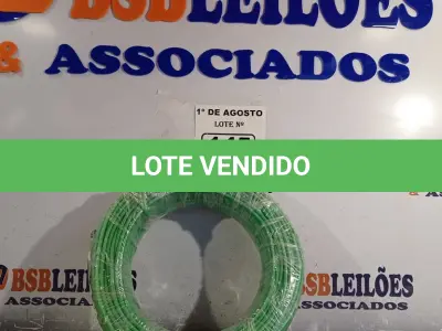 LOTE 145 - 01 ROLO DE CABO FLEXÍVEL 1X4MM NA COR VERDE.100 METROS (NOVO) (NO ESTADO, LEILÃO NÃO TEM GARANTIA E NEM DEVOLUÇÃO, SUJEITO A POSSÍVEIS AVARIAS VISÍVEIS/OCULTAS E/OU AUSÊNCIA DE COMPONENTES).