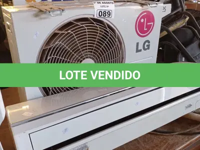 LOTE 089 - 01 AR CONDICIONADO MARCA LG 9000BTU. (NO ESTADO, LEILÃO NÃO TEM GARANTIA E NEM DEVOLUÇÃO, SUJEITO A POSSÍVEIS AVARIAS VISÍVEIS/OCULTAS E/OU AUSÊNCIA DE COMPONENTES).