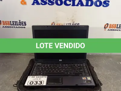 LOTE 033 - 01 NOTEBOOK MARCA HP COM MALETA. (NO ESTADO, LEILÃO NÃO TEM GARANTIA E NEM DEVOLUÇÃO, SUJEITO A POSSÍVEIS AVARIAS VISÍVEIS/OCULTAS E/OU AUSÊNCIA DE COMPONENTES).
