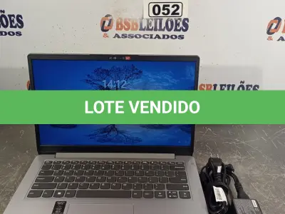 LOTE 052 - 01 NOTEBOOK MARCA LENOVO MODELO IDEAPAD 14” POL, PROCESSADOR INTEL PENTIUM SILVER N5030 CPU 1.10GHZ, 4GB DE RAM E 120GB DE SSD.  (NO ESTADO, LEILÃO NÃO TEM GARANTIA E NEM DEVOLUÇÃO, SUJEITO A POSSÍVEIS AVARIAS VISÍVEIS/OCULTAS E/OU AUSÊNCIA DE COMPONENTES).