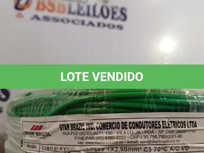LOTE 105 - 01 ROLO DE CABO FLEXÍVEL 1X2,5MM NA COR VERDE. 100 METROS (NOVO)(NO ESTADO, LEILÃO NÃO TEM GARANTIA E NEM DEVOLUÇÃO, SUJEITO A POSSÍVEIS AVARIAS VISÍVEIS/OCULTAS E/OU AUSÊNCIA DE COMPONENTES).