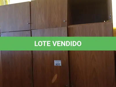 LOTE 431 - 01 ARMÁRIO ALTO EM MADEIRA COM 03 PORTAS E VÁRIAS DIVISÕES. (NO ESTADO, LEILÃO NÃO TEM GARANTIA E NEM DEVOLUÇÃO, SUJEITO A POSSÍVEIS AVARIAS VISÍVEIS/OCULTAS E/OU AUSÊNCIA DE COMPONENTES).