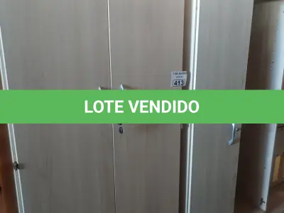 LOTE 413 - 01 ARMÁRIO EM MADEIRA COM 02 PORTAS E 03 PRATELEIRAS E 01 ARMÁRIO COM AVARIAS. (NO ESTADO, LEILÃO NÃO TEM GARANTIA E NEM DEVOLUÇÃO, SUJEITO A POSSÍVEIS AVARIAS VISÍVEIS/OCULTAS E/OU AUSÊNCIA DE COMPONENTES).