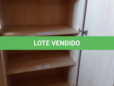 LOTE 411 - 01 ARMÁRIO EM MADEIRA COM 02 PORTAS E 03 PRATELEIRAS. (NO ESTADO, LEILÃO NÃO TEM GARANTIA E NEM DEVOLUÇÃO, SUJEITO A POSSÍVEIS AVARIAS VISÍVEIS/OCULTAS E/OU AUSÊNCIA DE COMPONENTES).