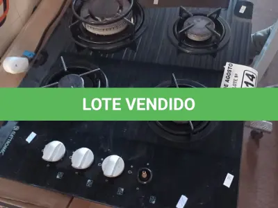 LOTE 214 - 01 FOGÃO COOKTOP A GÁS 04 BOCAS COM AVARIAS. (NO ESTADO, LEILÃO NÃO TEM GARANTIA E NEM DEVOLUÇÃO, SUJEITO A POSSÍVEIS AVARIAS VISÍVEIS/OCULTAS E/OU AUSÊNCIA DE COMPONENTES).