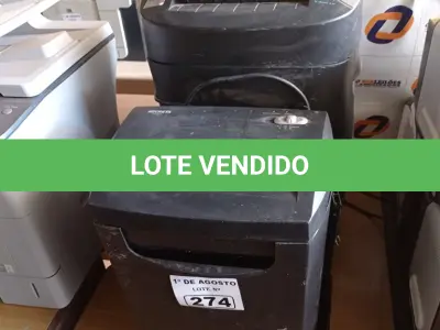 LOTE 274 - 02 FRAGMENTADORAS DE PAPEL MARCAS E MODELOS DIVERSOS. (NO ESTADO, LEILÃO NÃO TEM GARANTIA E NEM DEVOLUÇÃO, SUJEITO A POSSÍVEIS AVARIAS VISÍVEIS/OCULTAS E/OU AUSÊNCIA DE COMPONENTES).