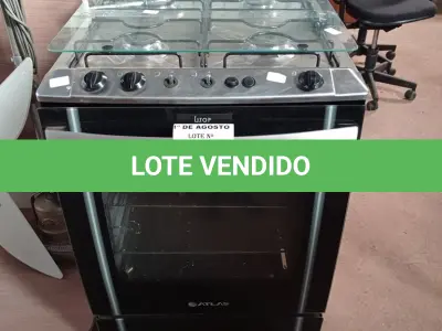 LOTE 201 - 01 FOGÃO A GÁS 04 BOCAS MARCA ATLAS. (NO ESTADO, LEILÃO NÃO TEM GARANTIA E NEM DEVOLUÇÃO, SUJEITO A POSSÍVEIS AVARIAS VISÍVEIS/OCULTAS E/OU AUSÊNCIA DE COMPONENTES).