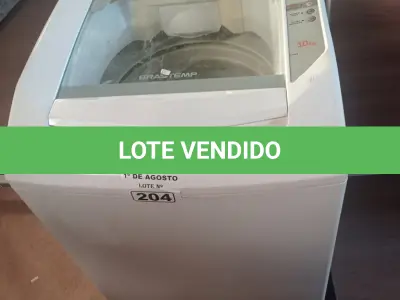 LOTE 204 - 01 MÁQUINA DE LAVAR ROUPAS MARCA BRASTEMP CAPACIDADE 10KG 220V. (NO ESTADO, LEILÃO NÃO TEM GARANTIA E NEM DEVOLUÇÃO, SUJEITO A POSSÍVEIS AVARIAS VISÍVEIS/OCULTAS E/OU AUSÊNCIA DE COMPONENTES).