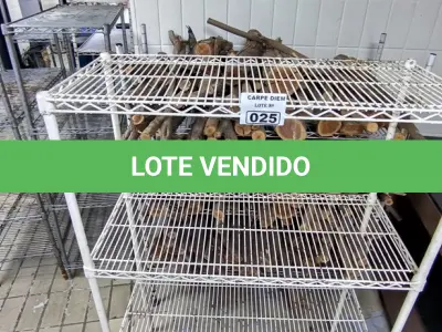 LOTE 025 - 2 ESTANTES FERRO TRELIÇADA C/ LENHA. (NO ESTADO, NÃO SABEMOS SE FUNCIONA. LEILÃO NÃO TEM GARANTIA E NEM DEVOLUÇÃO).