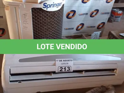 LOTE 213 - 01 AR CONDICIONADO MARCA SPRINGER 9000BTU. (NO ESTADO, LEILÃO NÃO TEM GARANTIA E NEM DEVOLUÇÃO, SUJEITO A POSSÍVEIS AVARIAS VISÍVEIS/OCULTAS E/OU AUSÊNCIA DE COMPONENTES).