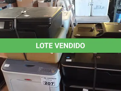 LOTE 207 - 10 IMPRESSORAS MARCAS E MODELOS DIVERSOS PARA RETIRADA DE PEÇAS. (NO ESTADO, LEILÃO NÃO TEM GARANTIA E NEM DEVOLUÇÃO, SUJEITO A POSSÍVEIS AVARIAS VISÍVEIS/OCULTAS E/OU AUSÊNCIA DE COMPONENTES).