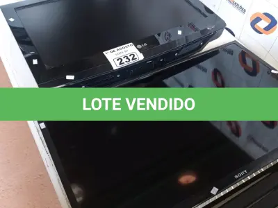 LOTE 232 - 02 TV’S MARCAS E MODELOS DIVERSOS PARA RETIRADA DE PEÇAS. (NO ESTADO, LEILÃO NÃO TEM GARANTIA E NEM DEVOLUÇÃO, SUJEITO A POSSÍVEIS AVARIAS VISÍVEIS/OCULTAS E/OU AUSÊNCIA DE COMPONENTES).