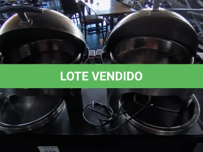 LOTE 167 - 02 RÉCHAUD REDONDO TRAMONTINA ELÉTRICO COM 2 CUBAS DE REPOSIÇÃO. (NO ESTADO, NÃO SABEMOS SE FUNCIONA. LEILÃO NÃO TEM GARANTIA E NEM DEVOLUÇÃO).