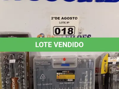 LOTE 018 - 01 KIT INTERCAMBIÁVEL MULTIFUNCIONAL, 01 KIT CHAVE TIPO CANIVETE E 01 KIT COM 300 BROCAS PARA MADEIRA/METAL E ALVENARIA. (NOVO) (NO ESTADO) ATENÇÃO! FAZER A VISITAÇÃO ANTES DE ARREMATAR, NÃO SABEMOS SE FUNCIONA. LEILÃO NÃO TEM GARANTIA E NEM DEVOLUÇÃO, SUJEITO A POSSÍVEIS AVARIAS VISÍVEIS/OCULTAS E/OU AUSÊNCIA DE COMPONENTES.