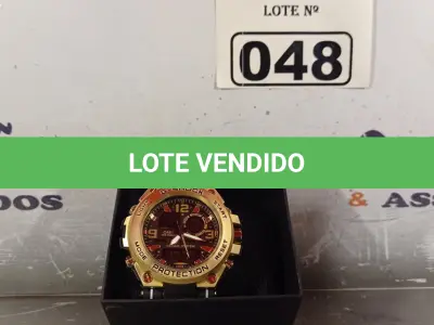 LOTE 048 - 01 RELÓGIO DE PULSO PULSEIRA PRETA. (NOVO) (NO ESTADO) ATENÇÃO! FAZER A VISITAÇÃO ANTES DE ARREMATAR, NÃO SABEMOS SE FUNCIONA. LEILÃO NÃO TEM GARANTIA E NEM DEVOLUÇÃO, SUJEITO A POSSÍVEIS AVARIAS VISÍVEIS/OCULTAS E/OU AUSÊNCIA DE COMPONENTES.