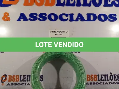 LOTE 028 - 01 CABO FLEXÍVEL DE FIO DE100M 1X2,50MM² NA COR VERDE. (NOVO) (NO ESTADO) ATENÇÃO! FAZER A VISITAÇÃO ANTES DE ARREMATAR, NÃO SABEMOS SE FUNCIONA. LEILÃO NÃO TEM GARANTIA E NEM DEVOLUÇÃO, SUJEITO A POSSÍVEIS AVARIAS VISÍVEIS/OCULTAS E/OU AUSÊNCIA DE COMPONENTES.