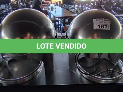 LOTE 167 - 02 RÉCHAUD REDONDO TRAMONTINA ELÉTRICO COM 2 CUBAS DE REPOSIÇÃO. (NO ESTADO, NÃO SABEMOS SE FUNCIONA. LEILÃO NÃO TEM GARANTIA E NEM DEVOLUÇÃO).