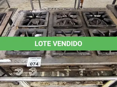 LOTE 074 - FOGÃO 6 BOCAS. (NO ESTADO, NÃO SABEMOS SE FUNCIONA. LEILÃO NÃO TEM GARANTIA E NEM DEVOLUÇÃO).