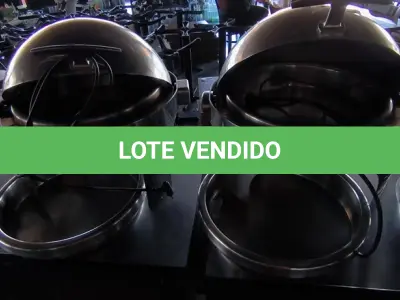 LOTE 171 - 02 RÉCHAUD REDONDO TRAMONTINA ELÉTRICO COM 2 CUBAS DE REPOSIÇÃO. (NO ESTADO, NÃO SABEMOS SE FUNCIONA. LEILÃO NÃO TEM GARANTIA E NEM DEVOLUÇÃO).