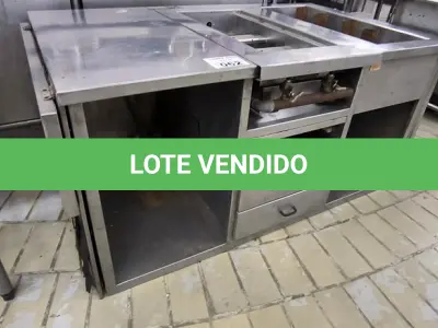 LOTE 062 - BALCÃO DE INOX C/ GAVETAS. (NO ESTADO, NÃO SABEMOS SE FUNCIONA. LEILÃO NÃO TEM GARANTIA E NEM DEVOLUÇÃO).