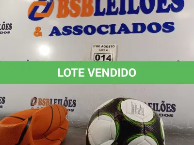 LOTE 014 - 02 BOLAS, SENDO 01 BASQUETE E 01 FUTEBOL. (NO ESTADO) ATENÇÃO! FAZER A VISITAÇÃO ANTES DE ARREMATAR, NÃO SABEMOS SE FUNCIONA. LEILÃO NÃO TEM GARANTIA E NEM DEVOLUÇÃO, SUJEITO A POSSÍVEIS AVARIAS VISÍVEIS/OCULTAS E/OU AUSÊNCIA DE COMPONENTES.
