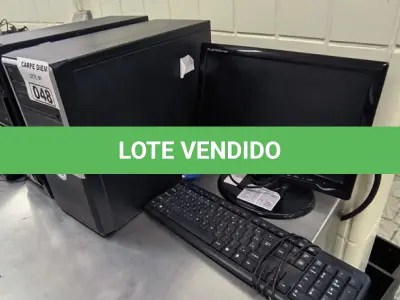 LOTE 048 - 1 COMPUTADOR (CPU,MONITOR E TECLADO). (NO ESTADO, NÃO SABEMOS SE FUNCIONA. LEILÃO NÃO TEM GARANTIA E NEM DEVOLUÇÃO).