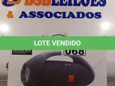 LOTE 068 - 1 CAIXA DE SOM BLUETOOTH WIRELESS SPEAKER 6000MHA. (NOVO) (NO ESTADO) ATENÇÃO! FAZER A VISITAÇÃO ANTES DE ARREMATAR, NÃO SABEMOS SE FUNCIONA. LEILÃO NÃO TEM GARANTIA E NEM DEVOLUÇÃO, SUJEITO A POSSÍVEIS AVARIAS VISÍVEIS/OCULTAS E/OU AUSÊNCIA DE COMPONENTES.