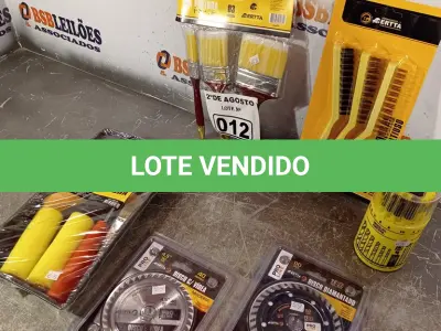 LOTE 012 -  01 DISCO C/ VÍDEA 40 DENTES 4,5”, 01 DISCO DIAMANTADO 110MM DENTE DE 7,5MM CORTE 2,0MM, 03 PINCEIS PARA PINTURA, 01 KIT ESCOVAS LONGAS MULTIUSO, 01 KIT PINTURA E 01 KIT DE BROCAS PAR ALVENARIA, MADEIRA E METAL.(NOVO) (NO ESTADO) ATENÇÃO! FAZER A VISITAÇÃO ANTES DE ARREMATAR, NÃO SABEMOS SE FUNCIONA. LEILÃO NÃO TEM GARANTIA E NEM DEVOLUÇÃO, SUJEITO A POSSÍVEIS AVARIAS VISÍVEIS/OCULTAS E/OU AUSÊNCIA DE COMPONENTES.