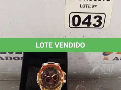 LOTE 043 - 01 RELÓGIO DE PULSO BRANCO/DOURADO. (NOVO) (NO ESTADO) ATENÇÃO! FAZER A VISITAÇÃO ANTES DE ARREMATAR, NÃO SABEMOS SE FUNCIONA. LEILÃO NÃO TEM GARANTIA E NEM DEVOLUÇÃO, SUJEITO A POSSÍVEIS AVARIAS VISÍVEIS/OCULTAS E/OU AUSÊNCIA DE COMPONENTES.