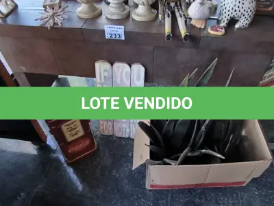 LOTE 241 - OBJETOS DECORATIVOS EM MADEIRA. (NO ESTADO, NÃO SABEMOS SE FUNCIONA. LEILÃO NÃO TEM GARANTIA E NEM DEVOLUÇÃO).