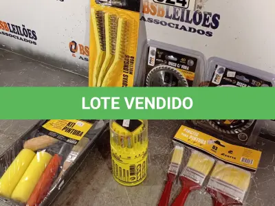 LOTE 024 - 01 DISCO C/ VÍDEA 40 DENTES 4,5”, 01 DISCO DIAMANTADO 110MM DENTE DE 7,5MM CORTE 2,0MM, 03 PINCEIS PARA PINTURA, 01 KIT ESCOVAS LONGAS MULTIUSO, 01 KIT PINTURA E 01 KIT DE BROCAS PAR ALVENARIA, MADEIRA E METAL. (NOVO) (NO ESTADO) ATENÇÃO! FAZER A VISITAÇÃO ANTES DE ARREMATAR, NÃO SABEMOS SE FUNCIONA. LEILÃO NÃO TEM GARANTIA E NEM DEVOLUÇÃO, SUJEITO A POSSÍVEIS AVARIAS VISÍVEIS/OCULTAS E/OU AUSÊNCIA DE COMPONENTES.