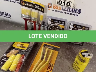 LOTE 010 - 01 DISCO C/ VÍDEA 40 DENTES 4,5”, 01 DISCO DIAMANTADO 110MM DENTE DE 7,5MM CORTE 2,0MM, 03 PINCEIS PARA PINTURA, 01 KIT ESCOVAS LONGAS MULTIUSO, 01 KIT PINTURA E 01 KIT DE BROCAS PAR ALVENARIA, MADEIRA E METAL.(NOVO) (NO ESTADO) ATENÇÃO! FAZER A VISITAÇÃO ANTES DE ARREMATAR, NÃO SABEMOS SE FUNCIONA. LEILÃO NÃO TEM GARANTIA E NEM DEVOLUÇÃO, SUJEITO A POSSÍVEIS AVARIAS VISÍVEIS/OCULTAS E/OU AUSÊNCIA DE COMPONENTES.