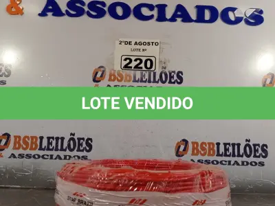 LOTE 220 - 01 CABO FLEXÍVEL DE FIO DE 100M 1X4,00MM² VERMELHO. (NOVO) (NO ESTADO) ATENÇÃO! FAZER A VISITAÇÃO ANTES DE ARREMATAR, NÃO SABEMOS SE FUNCIONA. LEILÃO NÃO TEM GARANTIA E NEM DEVOLUÇÃO, SUJEITO A POSSÍVEIS AVARIAS VISÍVEIS/OCULTAS E/OU AUSÊNCIA DE COMPONENTES.