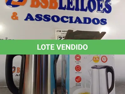 LOTE 223 - 01 CHALEIRA ELÉTRICA DE 2.3L. (NOVO) (NO ESTADO) ATENÇÃO! FAZER A VISITAÇÃO ANTES DE ARREMATAR, NÃO SABEMOS SE FUNCIONA. LEILÃO NÃO TEM GARANTIA E NEM DEVOLUÇÃO, SUJEITO A POSSÍVEIS AVARIAS VISÍVEIS/OCULTAS E/OU AUSÊNCIA DE COMPONENTES.