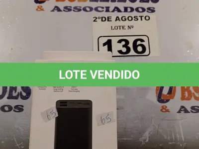 LOTE 136 - 01 CARREGADOR PORTÁTIL 1000MHA MI3(NOVO). (NO ESTADO) ATENÇÃO! FAZER A VISITAÇÃO ANTES DE ARREMATAR, NÃO SABEMOS SE FUNCIONA. LEILÃO NÃO TEM GARANTIA E NEM DEVOLUÇÃO, SUJEITO A POSSÍVEIS AVARIAS VISÍVEIS/OCULTAS E/OU AUSÊNCIA DE COMPONENTES.