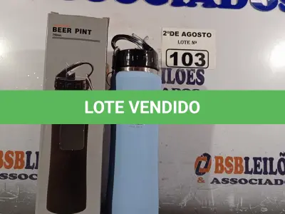 LOTE 103 - 01 GARRAFA TÉRMICA 750ML. (NOVO) (NO ESTADO) ATENÇÃO! FAZER A VISITAÇÃO ANTES DE ARREMATAR, NÃO SABEMOS SE FUNCIONA. LEILÃO NÃO TEM GARANTIA E NEM DEVOLUÇÃO, SUJEITO A POSSÍVEIS AVARIAS VISÍVEIS/OCULTAS E/OU AUSÊNCIA DE COMPONENTES.