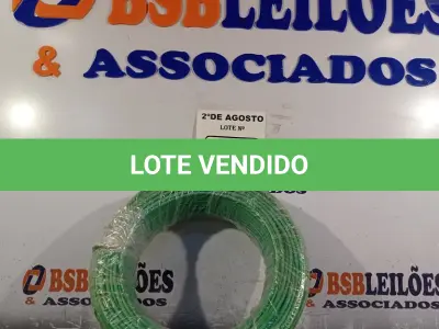 LOTE 270 - 01 CABO FLEXÍVEL DE FIO DE 100M 1X4,00MM² VERDE. (NOVO) (NO ESTADO) ATENÇÃO! FAZER A VISITAÇÃO ANTES DE ARREMATAR, NÃO SABEMOS SE FUNCIONA. LEILÃO NÃO TEM GARANTIA E NEM DEVOLUÇÃO, SUJEITO A POSSÍVEIS AVARIAS VISÍVEIS/OCULTAS E/OU AUSÊNCIA DE COMPONENTES.