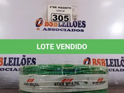 LOTE 305 - 01 CABO FLEXÍVEL DE FIO DE 100M 1X2,00MM² VERDE. (NOVO) (NO ESTADO) ATENÇÃO! FAZER A VISITAÇÃO ANTES DE ARREMATAR, NÃO SABEMOS SE FUNCIONA. LEILÃO NÃO TEM GARANTIA E NEM DEVOLUÇÃO, SUJEITO A POSSÍVEIS AVARIAS VISÍVEIS/OCULTAS E/OU AUSÊNCIA DE COMPONENTES.