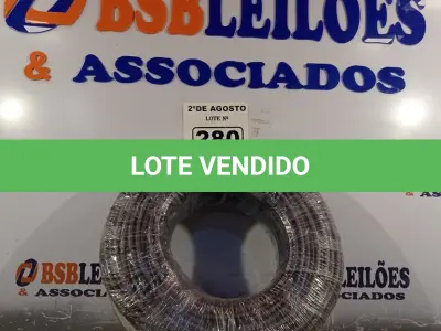 LOTE 280 - 01 CABO FLEXÍVEL DE FIO DE 100M 1X10,00MM² PRETO. (NOVO) (NO ESTADO) ATENÇÃO! FAZER A VISITAÇÃO ANTES DE ARREMATAR, NÃO SABEMOS SE FUNCIONA. LEILÃO NÃO TEM GARANTIA E NEM DEVOLUÇÃO, SUJEITO A POSSÍVEIS AVARIAS VISÍVEIS/OCULTAS E/OU AUSÊNCIA DE COMPONENTES.