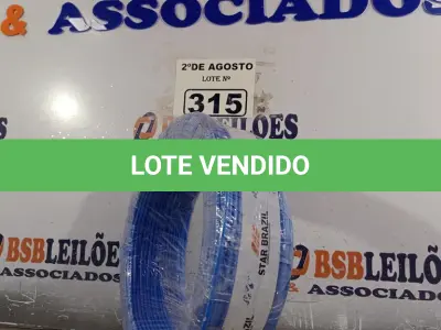 LOTE 315 - 01 CABO FLEXÍVEL DE FIO DE 100M 1X2,50MM² AZUL. (NOVO) (NO ESTADO) ATENÇÃO! FAZER A VISITAÇÃO ANTES DE ARREMATAR, NÃO SABEMOS SE FUNCIONA. LEILÃO NÃO TEM GARANTIA E NEM DEVOLUÇÃO, SUJEITO A POSSÍVEIS AVARIAS VISÍVEIS/OCULTAS E/OU AUSÊNCIA DE COMPONENTES.