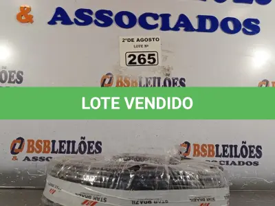 LOTE 265 - 01 CABO FLEXÍVEL DE FIO DE 100M 1X10,00MM² PRETO. (NOVO) (NO ESTADO) ATENÇÃO! FAZER A VISITAÇÃO ANTES DE ARREMATAR, NÃO SABEMOS SE FUNCIONA. LEILÃO NÃO TEM GARANTIA E NEM DEVOLUÇÃO, SUJEITO A POSSÍVEIS AVARIAS VISÍVEIS/OCULTAS E/OU AUSÊNCIA DE COMPONENTES.