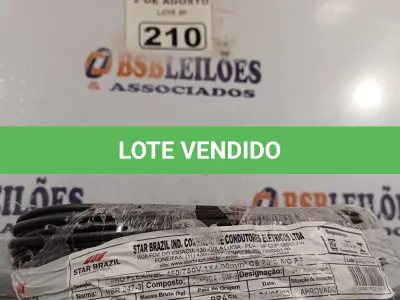 LOTE 210 - 01 CABO FLEXÍVEL DE FIO DE 100M 1X4,00MM² PRETO. (NOVO) (NO ESTADO) ATENÇÃO! FAZER A VISITAÇÃO ANTES DE ARREMATAR, NÃO SABEMOS SE FUNCIONA. LEILÃO NÃO TEM GARANTIA E NEM DEVOLUÇÃO, SUJEITO A POSSÍVEIS AVARIAS VISÍVEIS/OCULTAS E/OU AUSÊNCIA DE COMPONENTES.