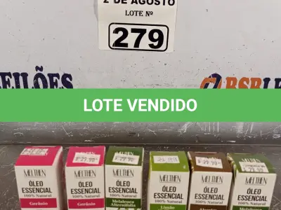 LOTE 279 - 06 ÓLEOS ESSENCIAL. (NOVO) (NO ESTADO) ATENÇÃO! FAZER A VISITAÇÃO ANTES DE ARREMATAR, NÃO SABEMOS SE FUNCIONA. LEILÃO NÃO TEM GARANTIA E NEM DEVOLUÇÃO, SUJEITO A POSSÍVEIS AVARIAS VISÍVEIS/OCULTAS E/OU AUSÊNCIA DE COMPONENTES.