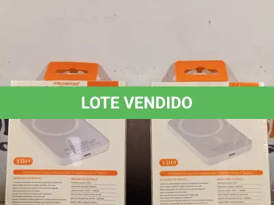 LOTE 089 - 02 CARREGADORES MAGNÉTICO SEM FIO PORTÁTIL 5000. (NOVO) (NO ESTADO) ATENÇÃO! FAZER A VISITAÇÃO ANTES DE ARREMATAR, NÃO SABEMOS SE FUNCIONA. LEILÃO NÃO TEM GARANTIA E NEM DEVOLUÇÃO, SUJEITO A POSSÍVEIS AVARIAS VISÍVEIS/OCULTAS E/OU AUSÊNCIA DE COMPONENTES.