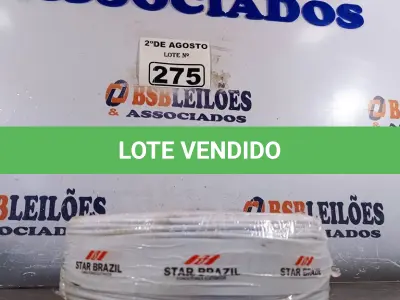 LOTE 275 - 01 CABO FLEXÍVEL DE FIO DE 100M 1X2,50MM² BRANCO. (NOVO) (NO ESTADO) ATENÇÃO! FAZER A VISITAÇÃO ANTES DE ARREMATAR, NÃO SABEMOS SE FUNCIONA. LEILÃO NÃO TEM GARANTIA E NEM DEVOLUÇÃO, SUJEITO A POSSÍVEIS AVARIAS VISÍVEIS/OCULTAS E/OU AUSÊNCIA DE COMPONENTES.