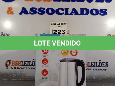LOTE 223 - 01 CHALEIRA ELÉTRICA DE 2.3L. (NOVO) (NO ESTADO) ATENÇÃO! FAZER A VISITAÇÃO ANTES DE ARREMATAR, NÃO SABEMOS SE FUNCIONA. LEILÃO NÃO TEM GARANTIA E NEM DEVOLUÇÃO, SUJEITO A POSSÍVEIS AVARIAS VISÍVEIS/OCULTAS E/OU AUSÊNCIA DE COMPONENTES.