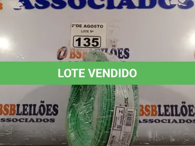 LOTE 135 - 01 CABO FLEXÍVEL DE FIO DE100M 1X2,5MM² NA COR VERDE. (NOVO) (NO ESTADO) ATENÇÃO! FAZER A VISITAÇÃO ANTES DE ARREMATAR, NÃO SABEMOS SE FUNCIONA. LEILÃO NÃO TEM GARANTIA E NEM DEVOLUÇÃO, SUJEITO A POSSÍVEIS AVARIAS VISÍVEIS/OCULTAS E/OU AUSÊNCIA DE COMPONENTES.
