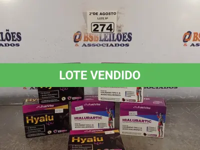 LOTE 274 - 01 LOTE COM 03 CAIXAS DE SUPLEMENTOS Q 10 COM 30 CAPSULAS CADA E 03 CAIXAS DE SUPLEMENTOS HIALURARTIC; COLÁGENO TIPO 2 +ÁCIDO HIALURÔNICO. (NOVO) (NO ESTADO) ATENÇÃO! FAZER A VISITAÇÃO ANTES DE ARREMATAR, NÃO SABEMOS SE FUNCIONA. LEILÃO NÃO TEM GARANTIA E NEM DEVOLUÇÃO, SUJEITO A POSSÍVEIS AVARIAS VISÍVEIS/OCULTAS E/OU AUSÊNCIA DE COMPONENTES.